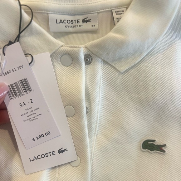 LACOSTE WOMEN'S COTTON PIQUÉ OVERSIZED POLO - Picture 6 of 10